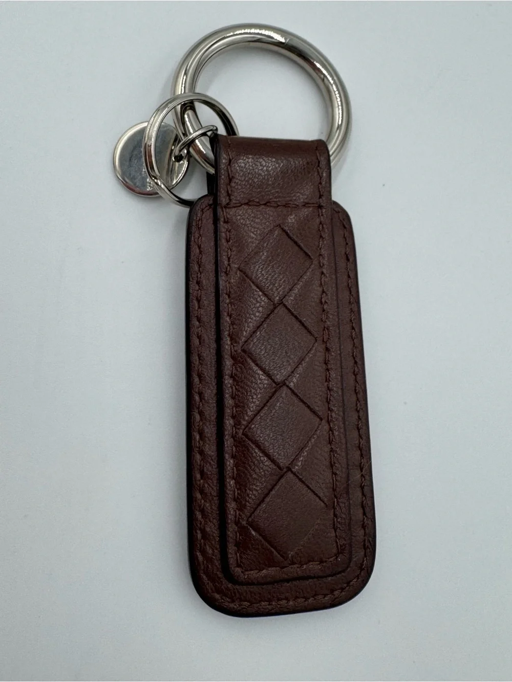 Bottega Veneta Brown Intrecciato Leather Key Ring - Unisex